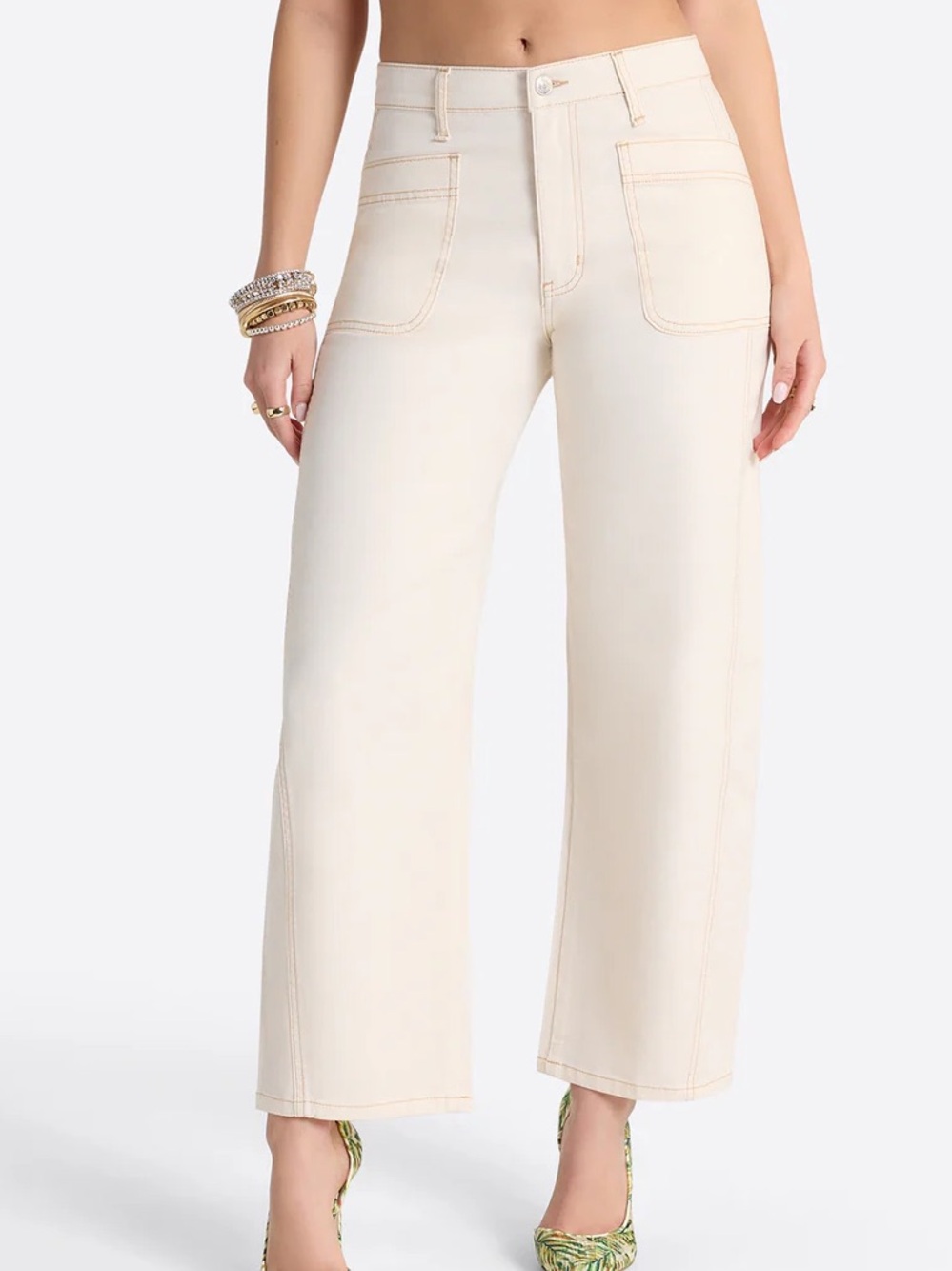 Relaxed Barrel Jeans in Ecru Sz 30 US 10 Wide Leg Utility Denim